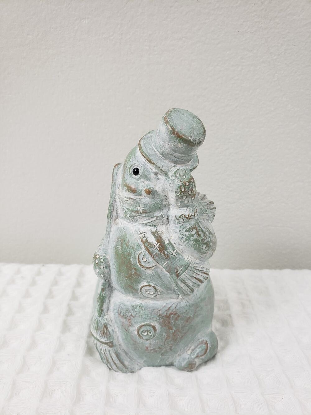 Vintage 1998 Isabel Bloom Signd Stone Carved Snowman Sculpture Figurine Retired